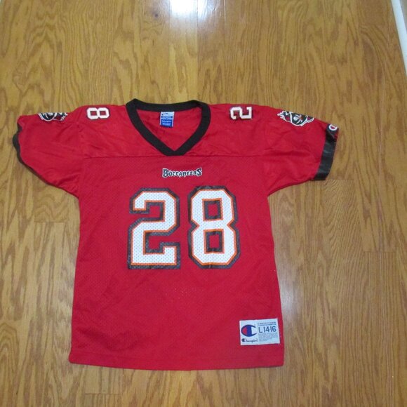 Vintage Warrick Dunn #28 Tampa Bay Buccaneers Youth Jersey L 14-16 by Champion - Picture 1 of 5